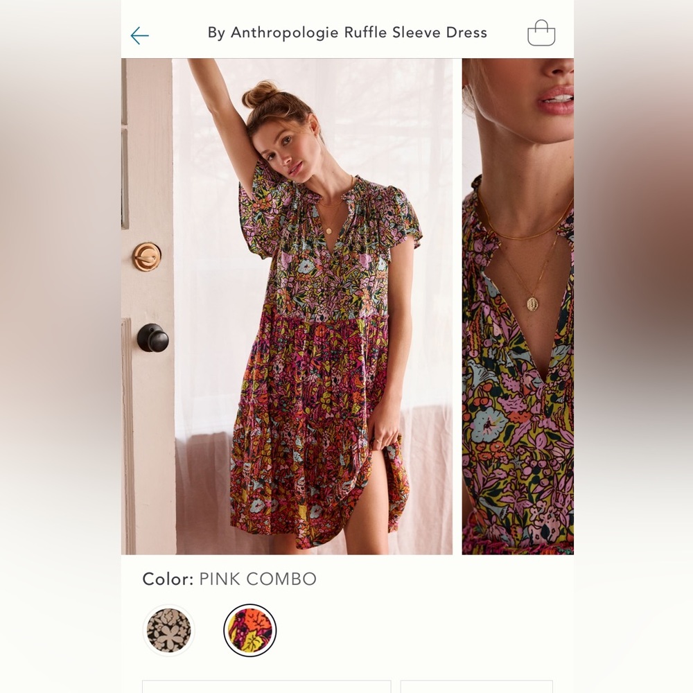 By Anthropologie ruffle sleeve dress